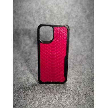 Защитный чехол для iPhone 12 Pro Max из натуральной кожи питона малинового цвета с основанием из термополиуретана