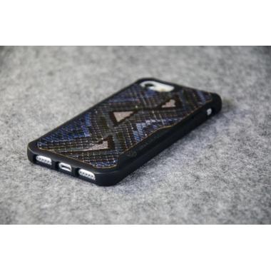 Защитный чехол для iPhone 6/7/8 из натуральной кожи питона тёмно-синего цвета с основанием из термополиуретана