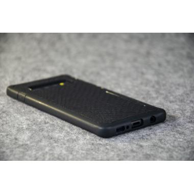Противоударный чехол для Samsung Galaxy S10 Plus из натуральной кожи питона чёрного цвета