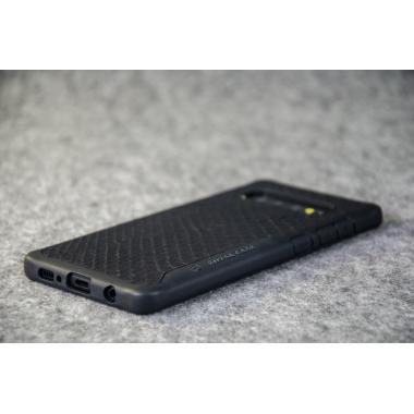 Противоударный чехол для Samsung Galaxy S10 Plus из натуральной кожи питона чёрного цвета