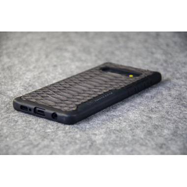Противоударный чехол для Samsung Galaxy S10 Plus из натуральной кожи питона серого цвета