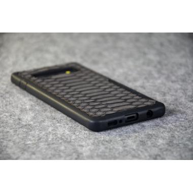 Противоударный чехол для Samsung Galaxy S10 Plus из натуральной кожи питона серого цвета