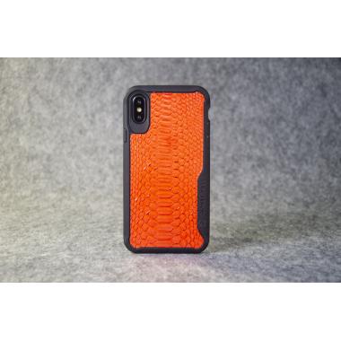 Защитный чехол для iPhone X / Xs из натуральной кожи питона красного цвета с основанием из термополиуретана