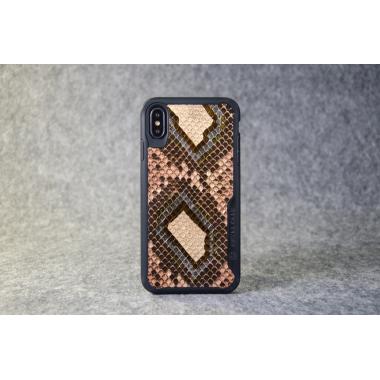 Защитный чехол для iPhone Xs Max из натуральной кожи питона бежевого цвета с основанием из термополиуретана