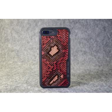 Защитный чехол для iPhone 6/7/ 8 Plus из натуральной кожи питона бордового цвета с основанием из термополиуретана.