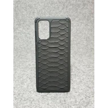 Противоударный чехол для Samsung Galaxy S 20 Plus из натуральной кожи питона чёрного цвета