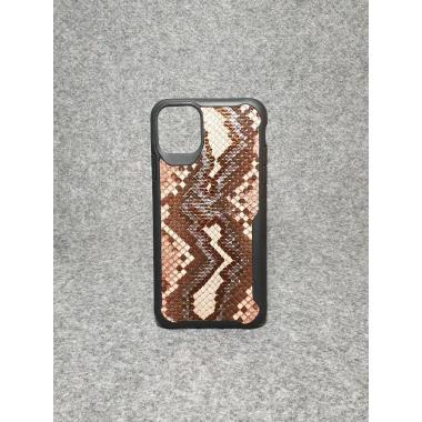 Защитный чехол для iPhone 11 Pro Max из натуральной итальянской кожи питона бежевого цвета с основанием из термополиуретана