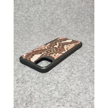 Защитный чехол для iPhone 11 Pro Max из натуральной итальянской кожи питона бежевого цвета с основанием из термополиуретана
