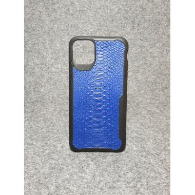 Защитный чехол для iPhone 11 Pro Max из натуральной кожи питона голубого цвета с основанием из термополиуретана