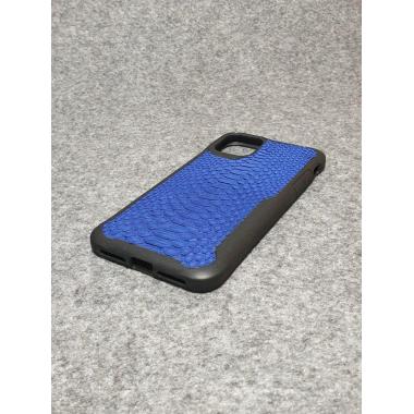 Защитный чехол для iPhone 11 Pro Max из натуральной кожи питона голубого цвета с основанием из термополиуретана