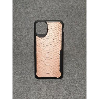 Защитный чехол для iPhone 11 Pro Max из натуральной кожи питона цвета пудры с основанием из термополиуретана