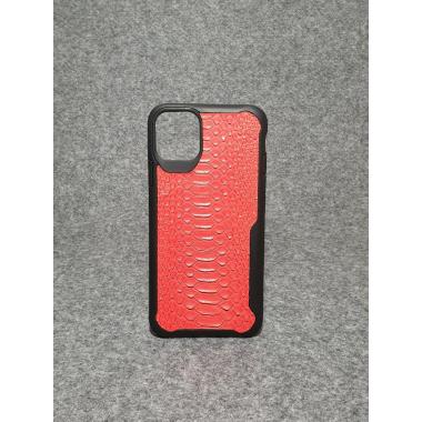 Защитный чехол для iPhone 11 Pro Max из натуральной кожи питона красного цвета с основанием из термополиуретана