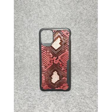 Защитный чехол для iPhone 11 Pro Max из натуральной кожи питона бордового цвета с основанием из термополиуретана
