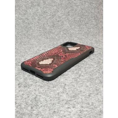 Защитный чехол для iPhone 11 Pro Max из натуральной кожи питона бордового цвета с основанием из термополиуретана