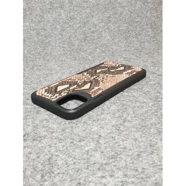 Защитный чехол для iPhone 11 Pro Max из натуральной итальянской кожи питона бежевого цвета (мелкий рисунок) с основанием из термополиуретана
