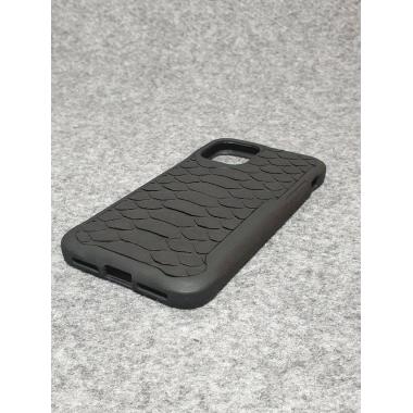 Защитный чехол для iPhone 11 Pro из натуральной кожи питона чёрного цвета с основанием из термополиуретана