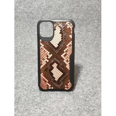 Защитный чехол для iPhone 11 из натуральной итальянской кожи питона бежевого цвета с основанием из термополиуретана