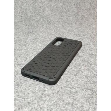 Противоударный чехол для Samsung Galaxy S20 из натуральной кожи питона чёрного цвета