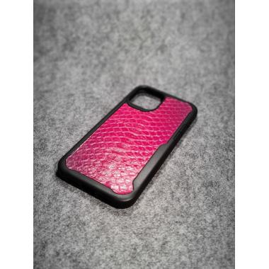 Защитный чехол для iPhone 12 Pro Max из натуральной кожи питона малинового цвета с основанием из термополиуретана