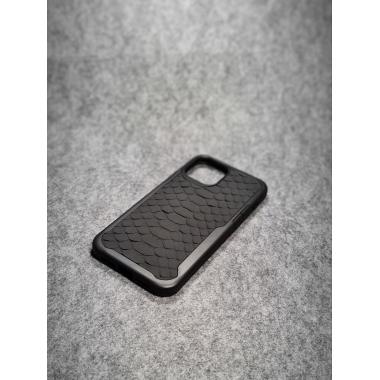 Защитный чехол для iPhone 12 Pro Max из натуральной кожи питона чёрного цвета с основанием из термополиуретана