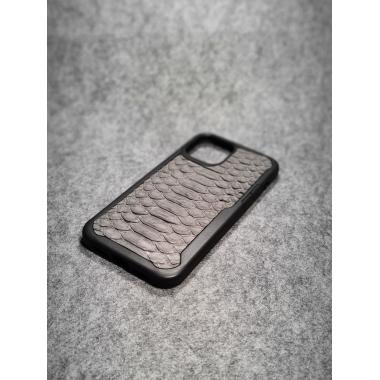 Защитный чехол для iPhone 12 Pro Max из натуральной кожи питона серого цвета с основанием из термополиуретана