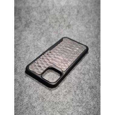 Защитный чехол для iPhone 12 Pro Max из натуральной кожи питона серого цвета с основанием из термополиуретана