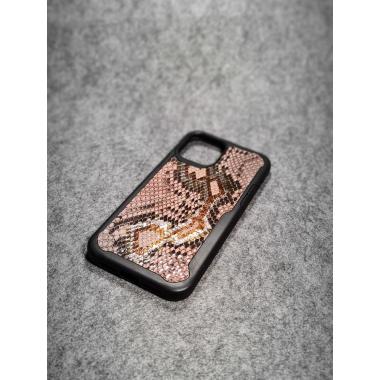 Защитный чехол для iPhone 12 Pro Max из натуральной кожи питона бежевого цвета с основанием из термополиуретана