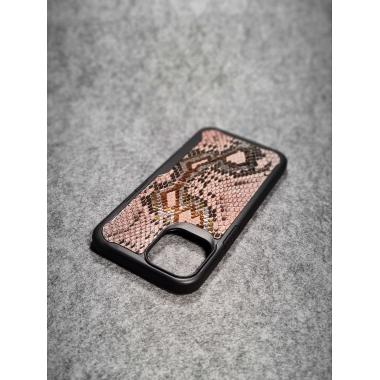 Защитный чехол для iPhone 12 Pro Max из натуральной кожи питона бежевого цвета с основанием из термополиуретана