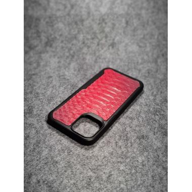 Защитный чехол для iPhone 12 Pro Max из натуральной кожи питона красного цвета с основанием из термополиуретана