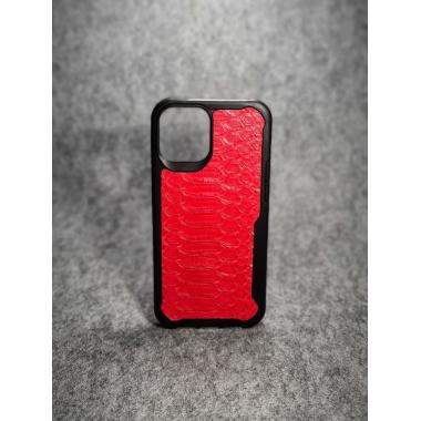 Защитный чехол для iPhone 12 Pro Max из натуральной кожи питона красного цвета с основанием из термополиуретана