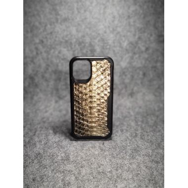 Защитный чехол для iPhone 12 / iPhone 12 Pro из натуральной кожи питона золотого цвета с основанием из термополиуретана