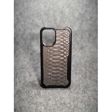 Защитный чехол для iPhone 12 / iPhone 12 Pro из натуральной кожи питона серого цвета с основанием из термополиуретана