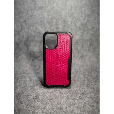Защитный чехол для iPhone 12 / iPhone 12 Pro из натуральной кожи питона малинового цвета с основанием из термополиуретана