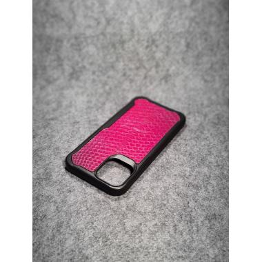Защитный чехол для iPhone 12 / iPhone 12 Pro из натуральной кожи питона малинового цвета с основанием из термополиуретана