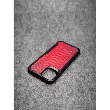 Защитный чехол для iPhone 12 / iPhone 12 Pro из натуральной кожи питона красного цвета с основанием из термополиуретана