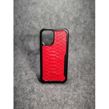 Защитный чехол для iPhone 12 / iPhone 12 Pro из натуральной кожи питона красного цвета с основанием из термополиуретана