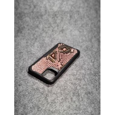 Защитный чехол для iPhone 12 Mini из натуральной кожи питона бежевого цвета с основанием из термополиуретана