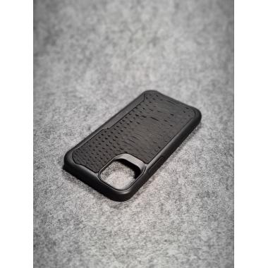 Защитный чехол для iPhone 12 Mini из натуральной кожи питона чёрного цвета с основанием из термополиуретана
