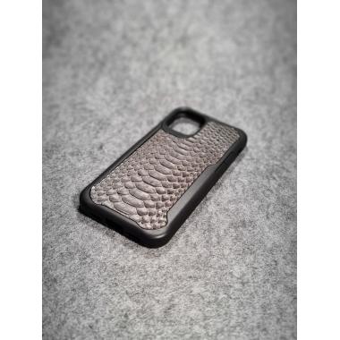 Защитный чехол для iPhone 12 Mini из натуральной кожи питона серого цвета с основанием из термополиуретана