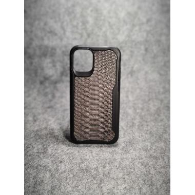 Защитный чехол для iPhone 12 Mini из натуральной кожи питона серого цвета с основанием из термополиуретана