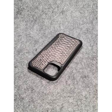 Защитный чехол для iPhone 12 Mini из натуральной кожи питона серого цвета с основанием из термополиуретана