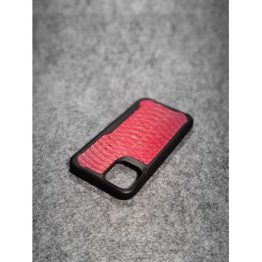 Защитный чехол для iPhone 12 Mini из натуральной кожи питона красного цвета с основанием из термополиуретана