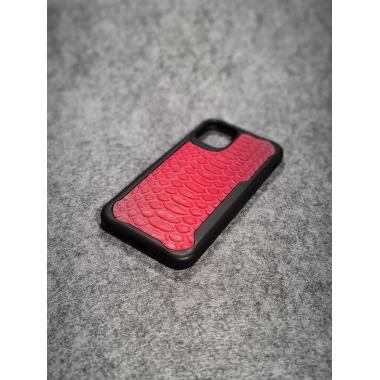 Защитный чехол для iPhone 12 Mini из натуральной кожи питона красного цвета с основанием из термополиуретана