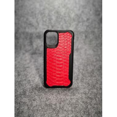 Защитный чехол для iPhone 12 Mini из натуральной кожи питона красного цвета с основанием из термополиуретана